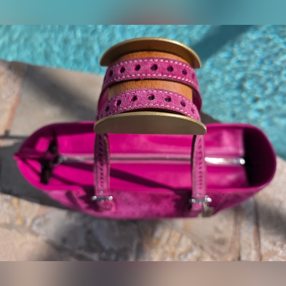 Coach Legacy Y2k Perforated Hot Pink Suede Tote Bag - Picture 4 of 16